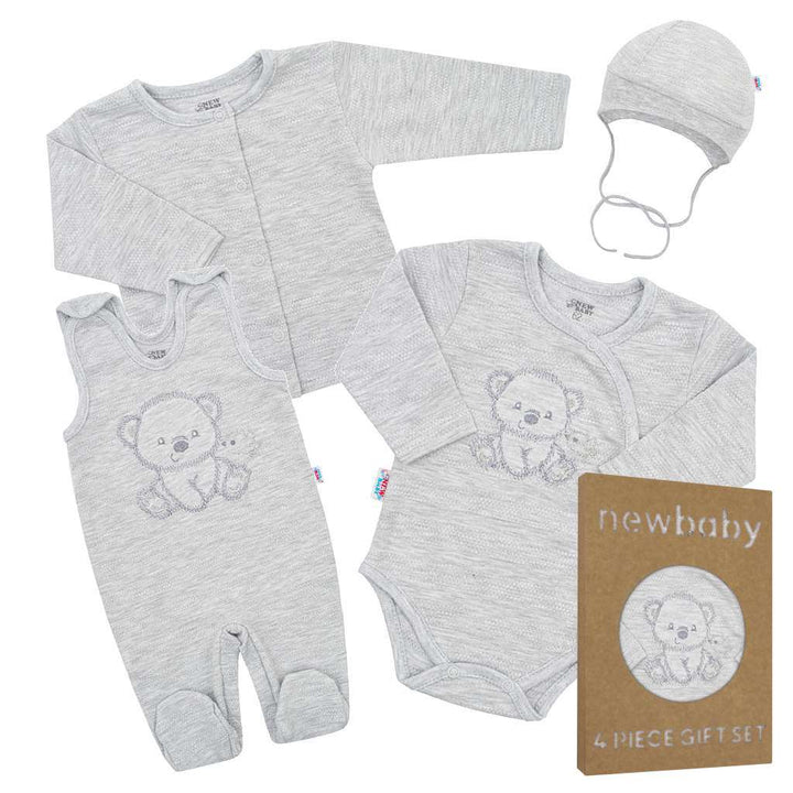 New Baby Sweet Bear kraamset grijs, maat 56 (0-3 mnd)