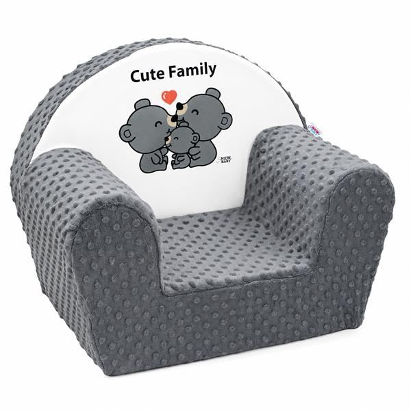 New Baby Cute Family grijze Minky kinderfauteuil