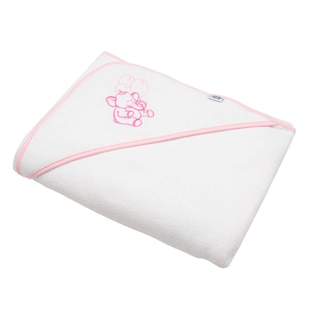 Baby badstof handdoek met borduurwerk en capuchon New Baby 100x100 wit olifant