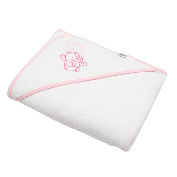 Baby badstof handdoek met borduurwerk en capuchon New Baby 100x100 wit olifant