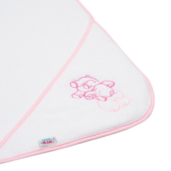 Baby badstof handdoek met borduurwerk en capuchon New Baby 100x100 wit olifant