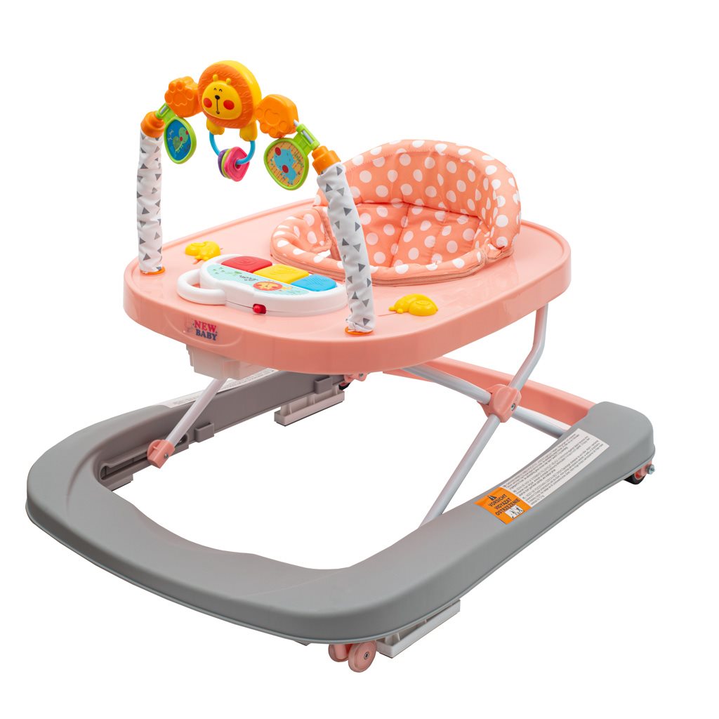Loopstoeltje met siliconen wielen New Baby Forest Kingdom roze