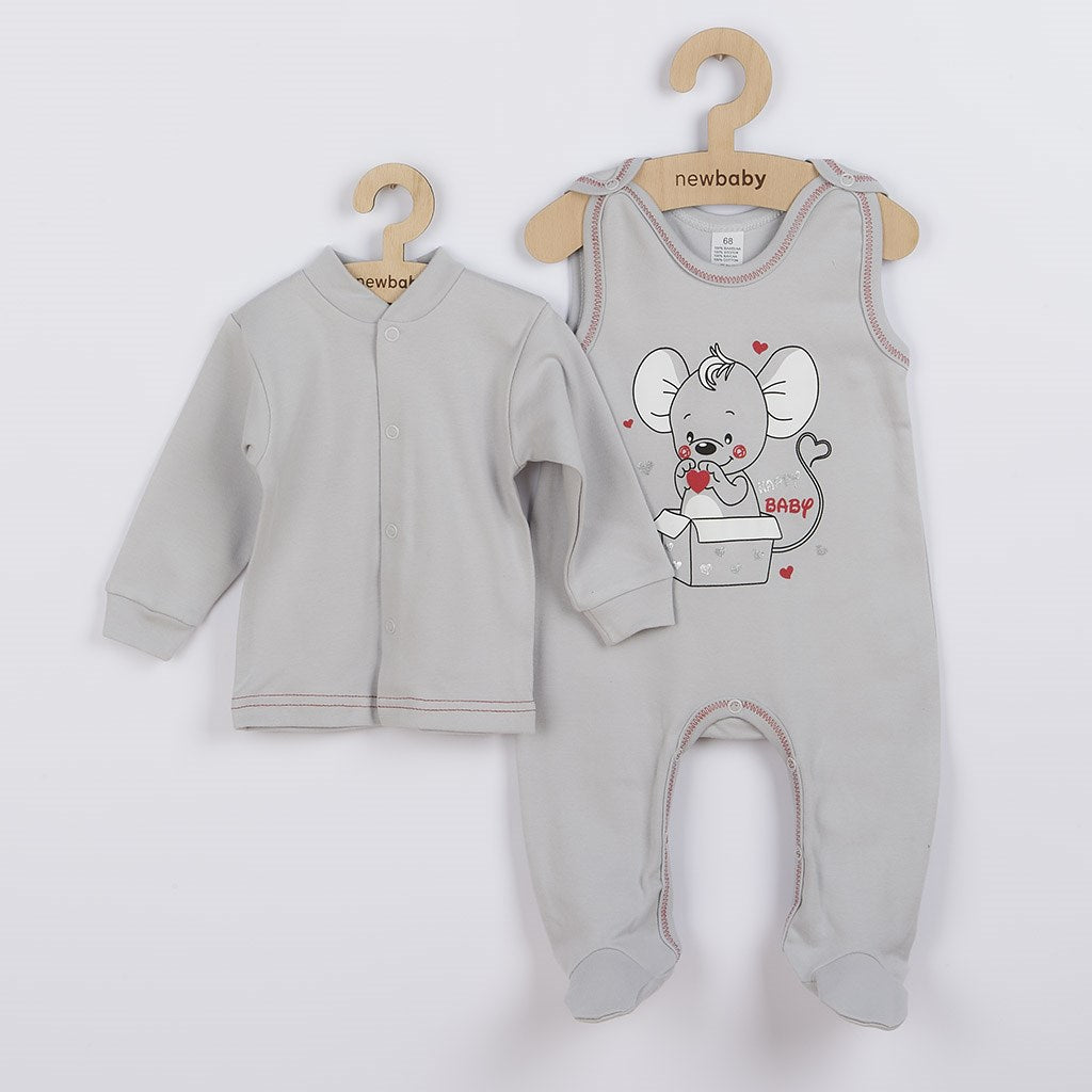 New Baby Mouse babyset grijs, maat 86 (12-18 mnd)