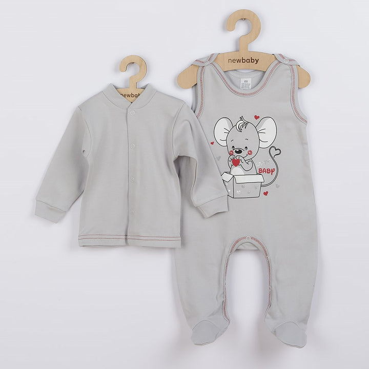 New Baby Mouse babyset grijs, maat 86 (12-18 mnd)