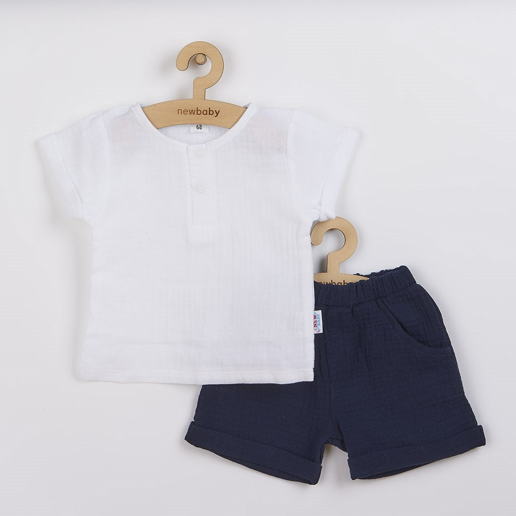 New Baby Summer Nature Collection baby muslin set donkerblauw, maat 56 (0-3 mnd)