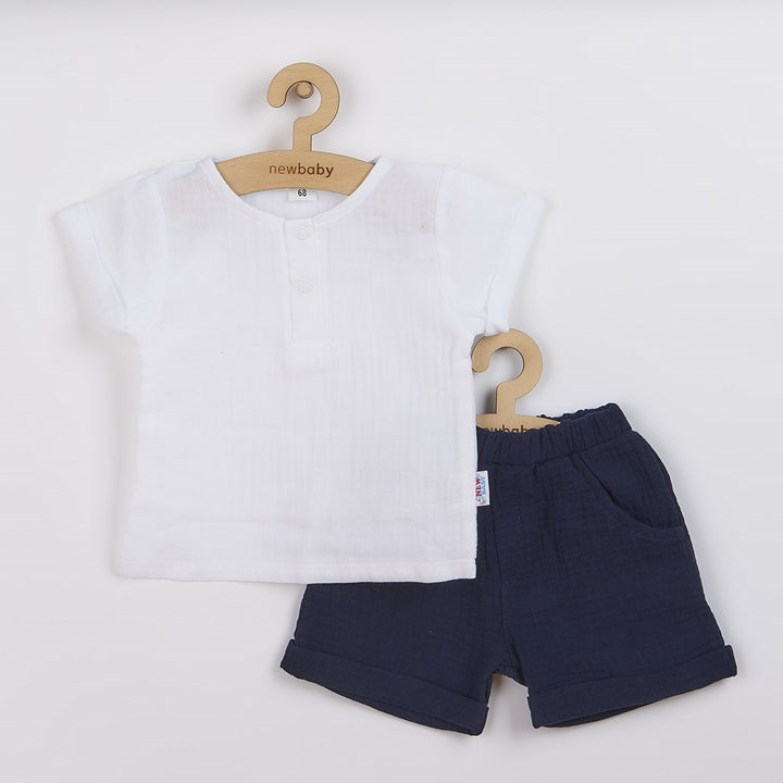 New Baby Summer Nature Collection baby muslin set donkerblauw, maat 56 (0-3 mnd)