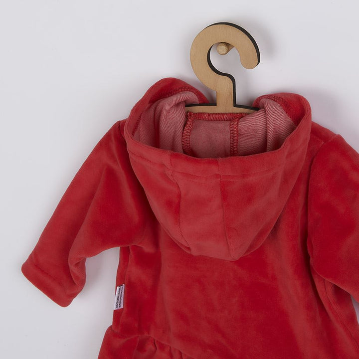 New Baby Baby rood halftransparant vest met capuchon, maat 80 (9-12 mnd)