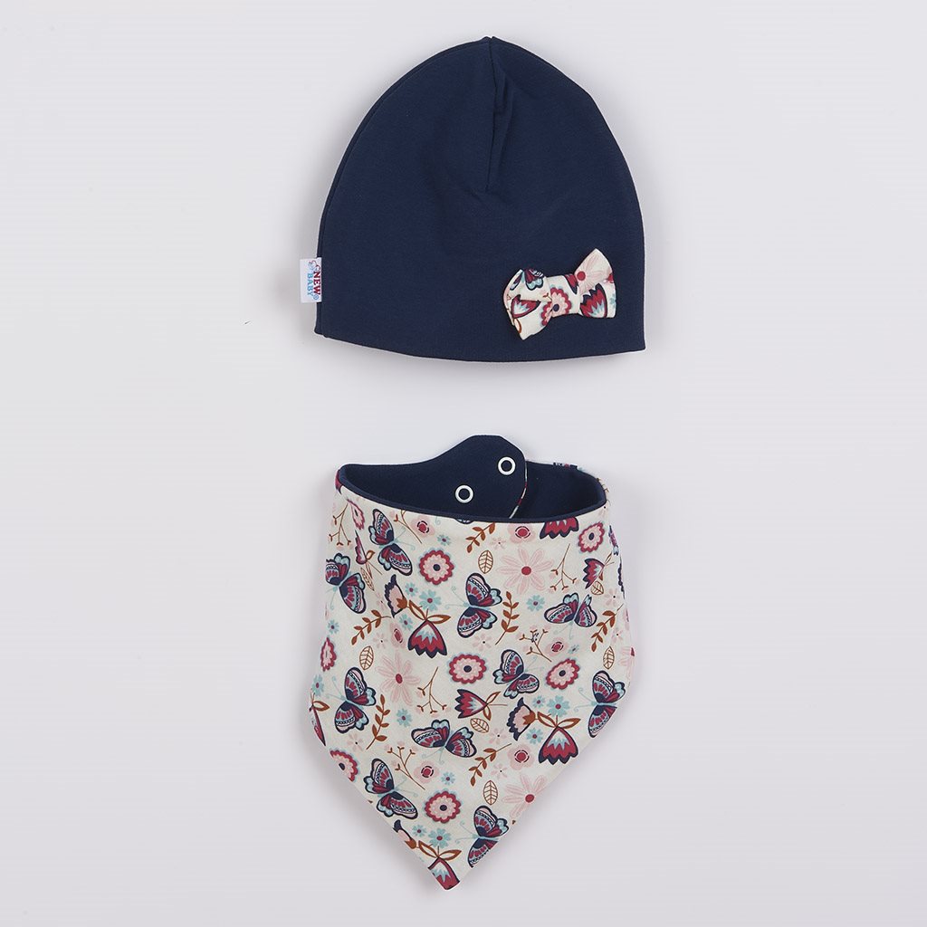 Babymutsje met nekwarmer New Baby Missy blauw, maat 74 (6-9 mnd)