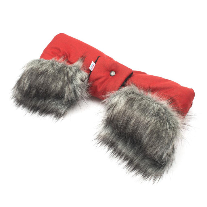2-in-1 New Baby kinderwagenmof met bont rood