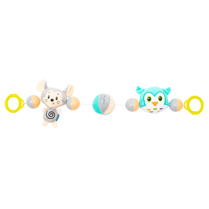 Baby Mix muis en uil pluche kinderwagenrammelaar