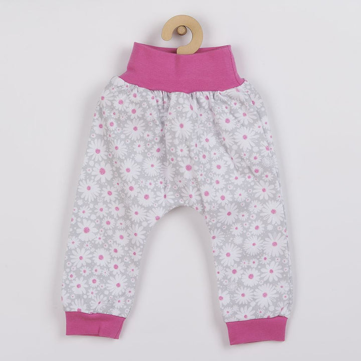 New Baby Happy Flower 2-delige katoenen babyset donkerroze, maat 56 (0-3 mnd)