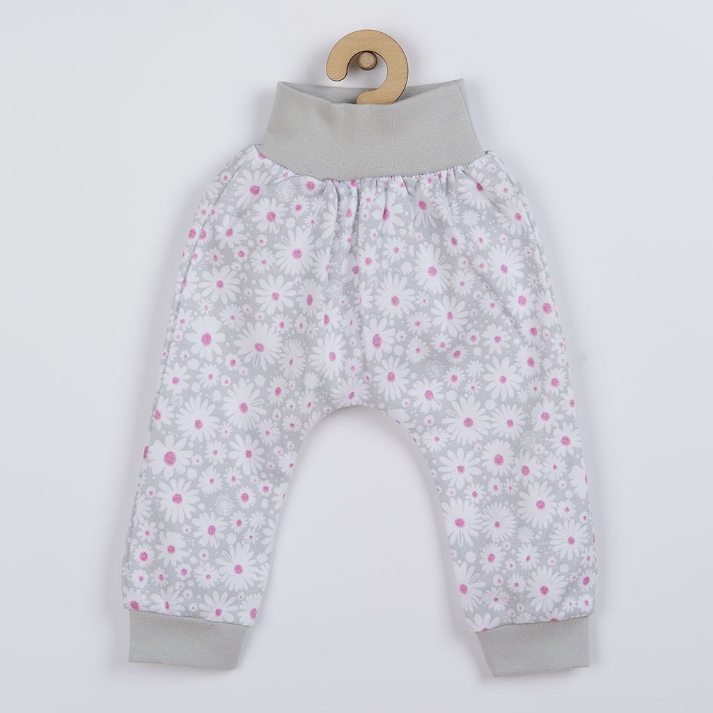 New Baby Happy Flower 2-delige katoenen babyset grijs, maat 80 (9-12 mnd)
