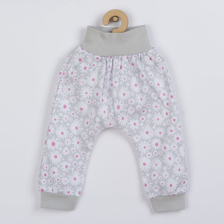 New Baby Happy Flower 2-delige katoenen babyset grijs, maat 86 (12-18 mnd)