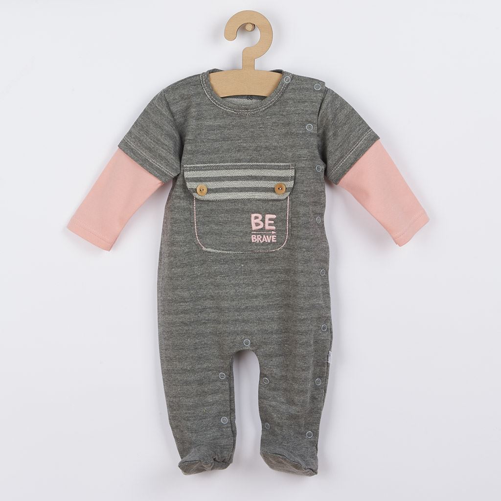 Katoenen babyboxpak Koala BE BRAVE grijs-roze, maat 74 (6-9 mnd)