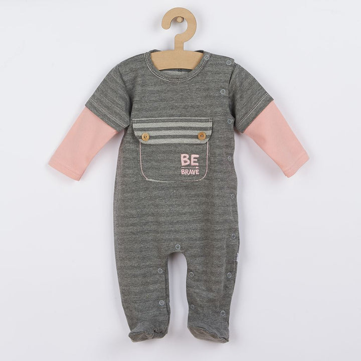 Katoenen babyboxpak Koala BE BRAVE grijs-roze, maat 74 (6-9 mnd)