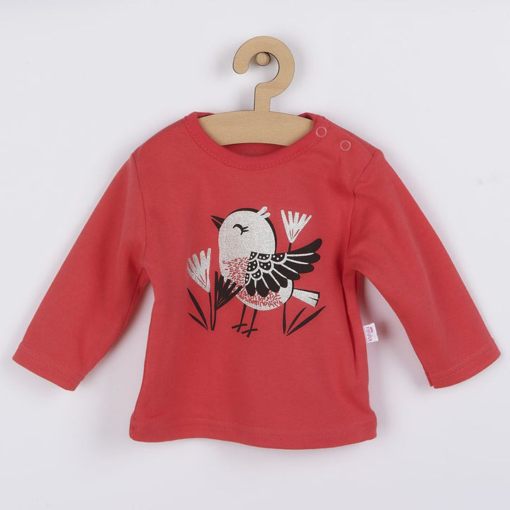 Katoenen baby joggingbroek en T-shirt Koala Birdy donkerroze, maat 56 (0-3 mnd)