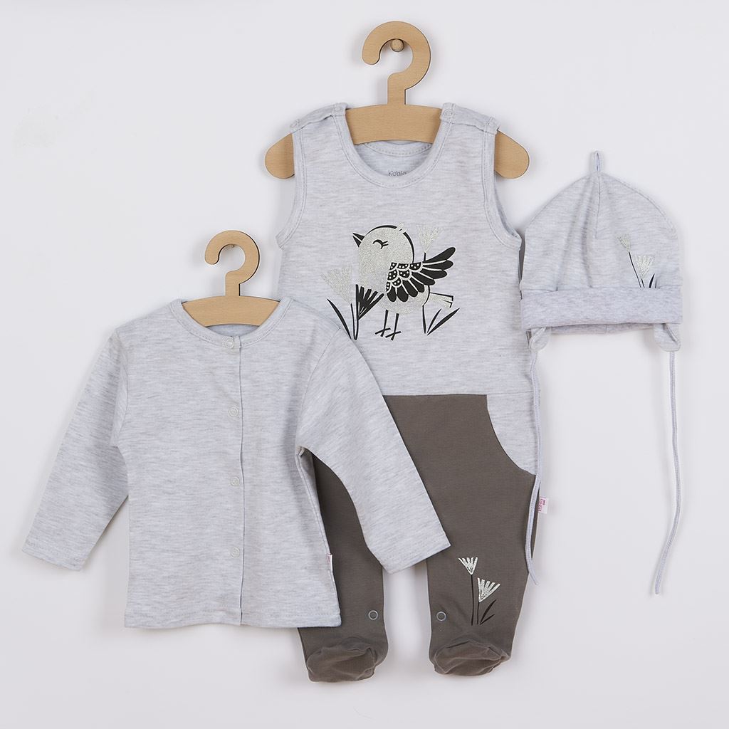 3-delige katoenen babyset Koala Birdy grijs, maat 80 (9-12 mnd)