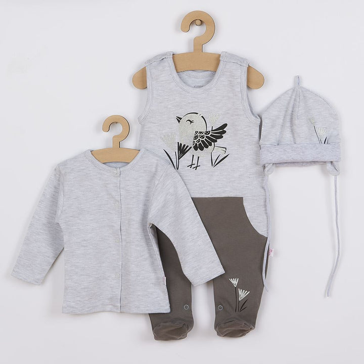 3-delige katoenen babyset Koala Birdy grijs, maat 80 (9-12 mnd)