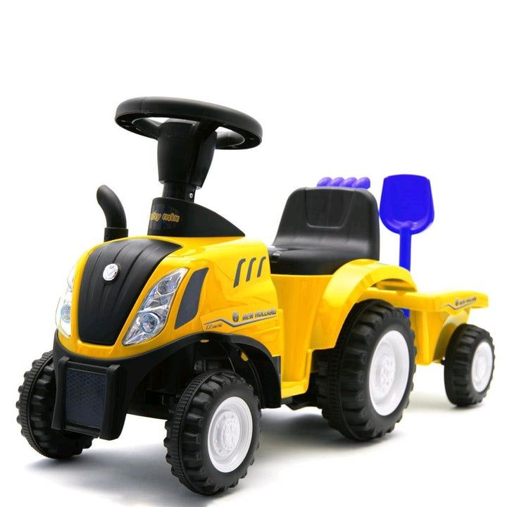 Baby Mix New Holland gele tractor met aanhanger en gereedschap