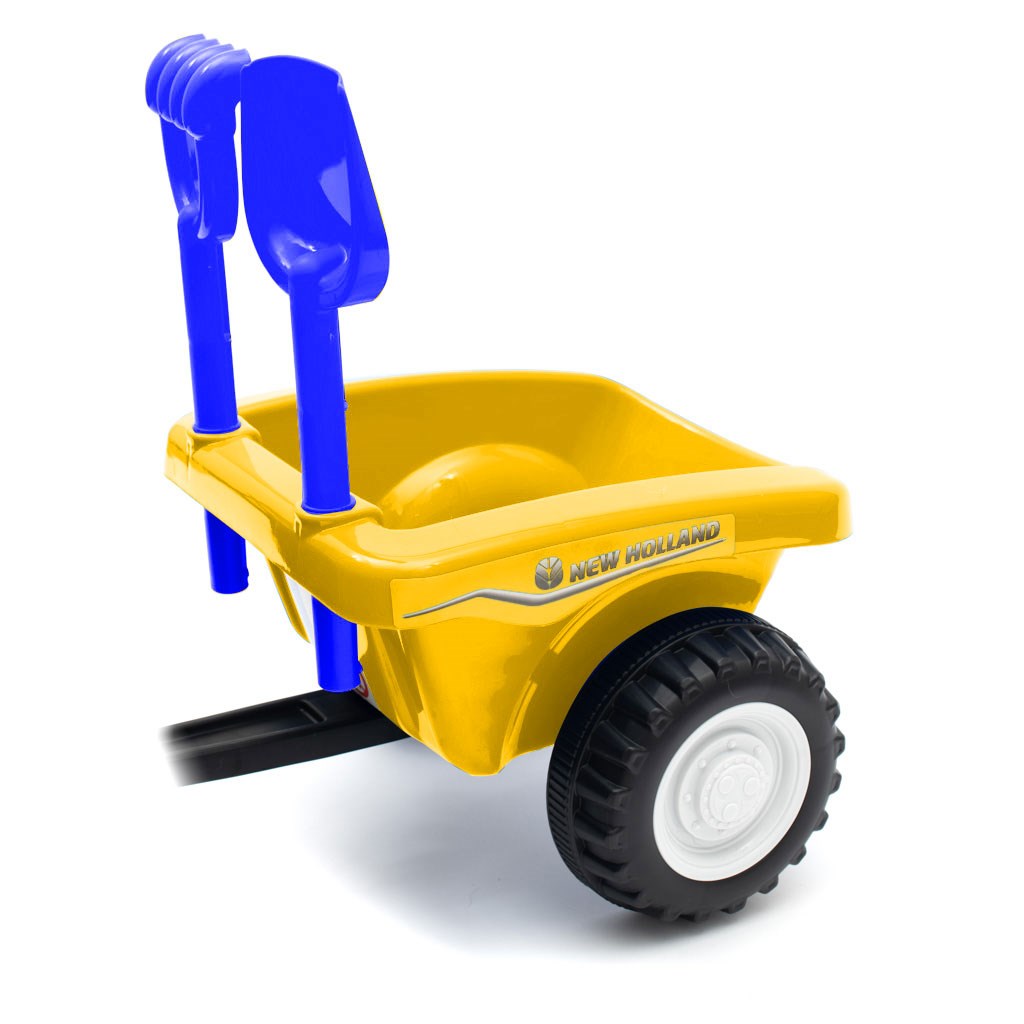 Baby Mix New Holland gele tractor met aanhanger en gereedschap