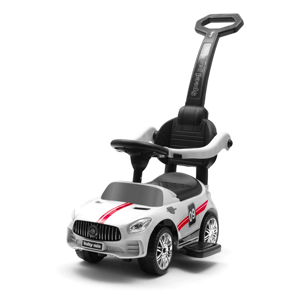 Baby Mix RACER wit loopauto met geluid en duwstang