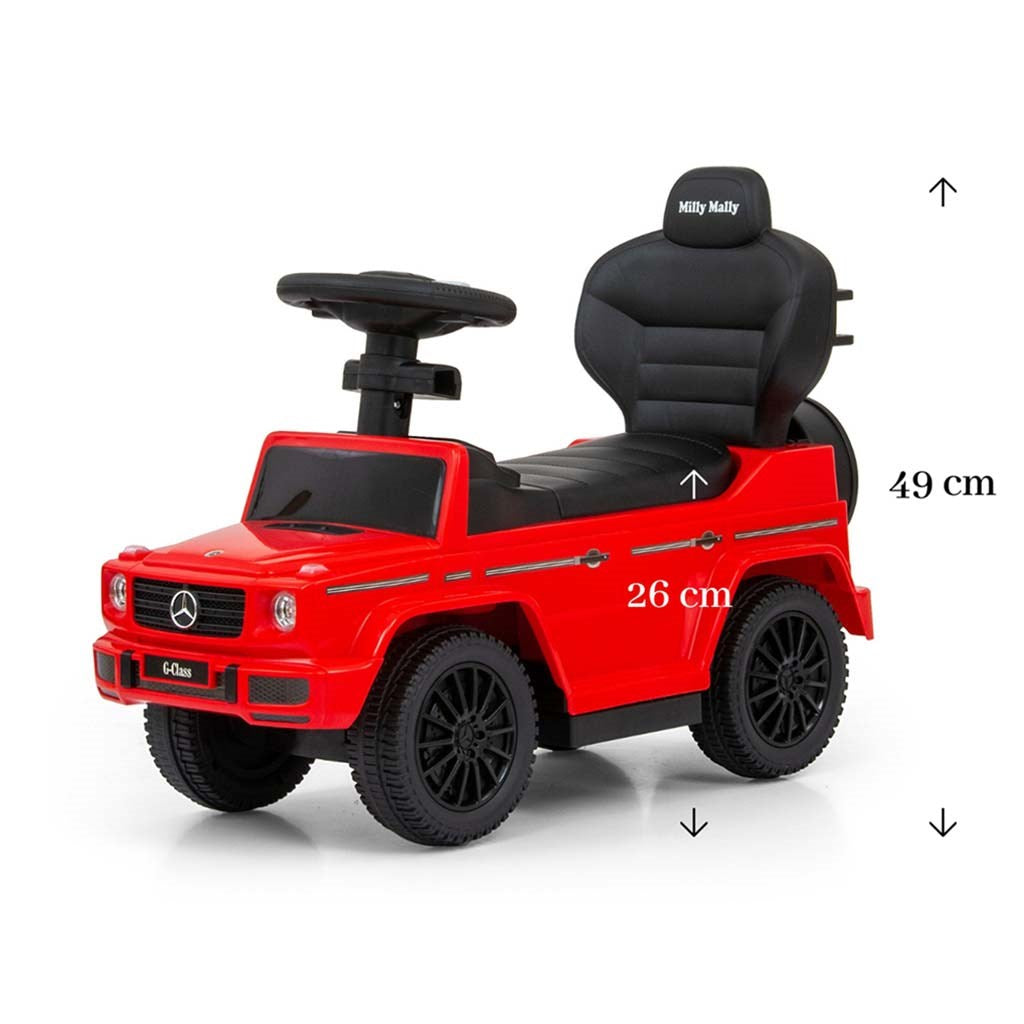 Loopauto met duwstang MERCEDES G350d Milly Mally rood