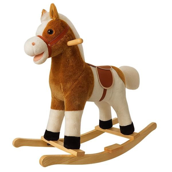 Hobbelpaard met melodie PlayTo wit-bruin