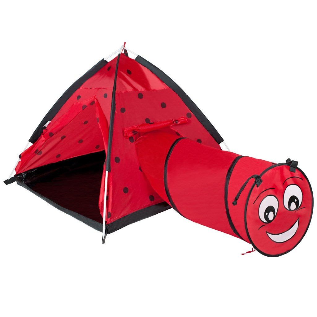 Kindertent Baby Mix Lieveheersbeestje met tunnel rood