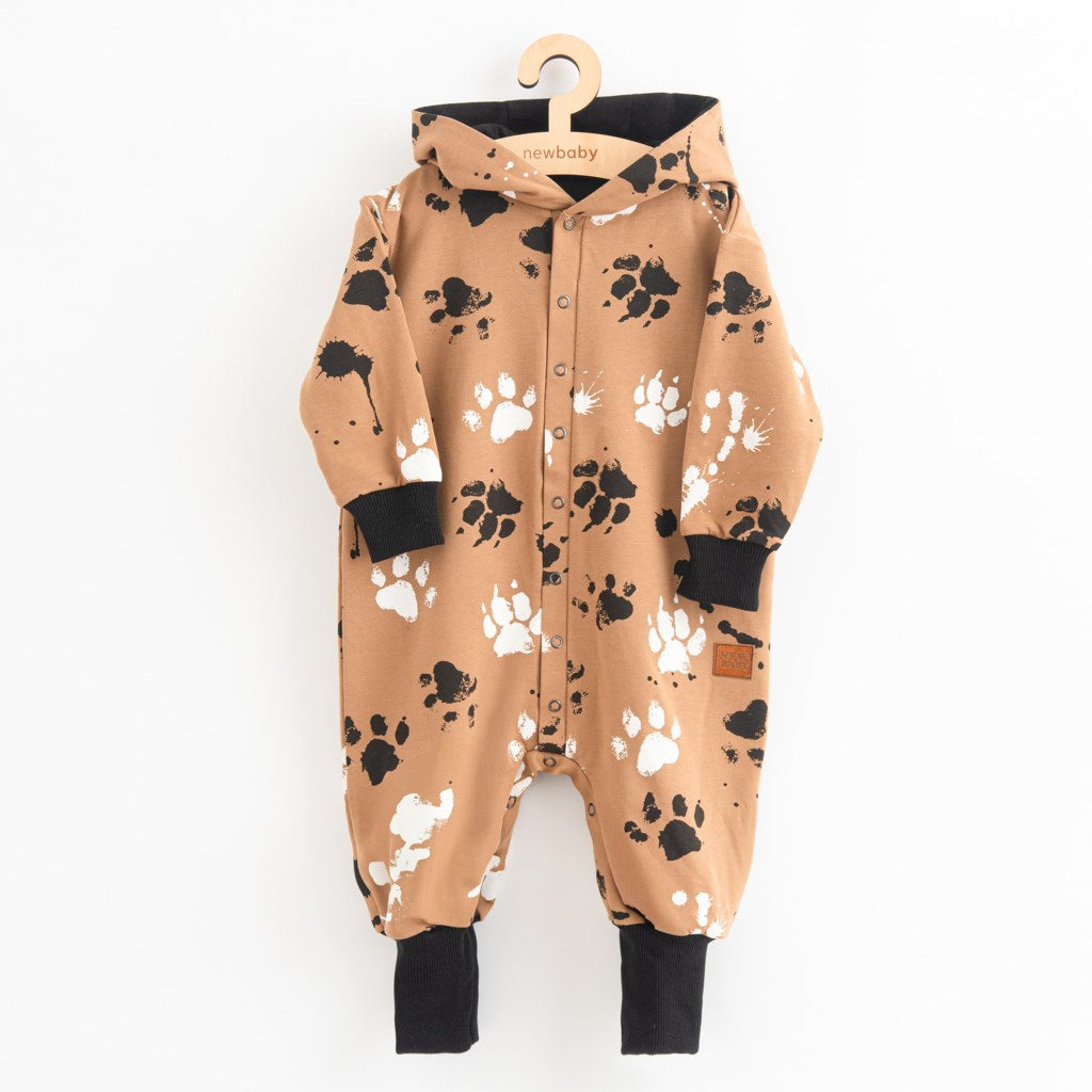 Katoenen babyboxpak met capuchon en oortjes New Baby paw mosterd, maat 62 (3-6 mnd)