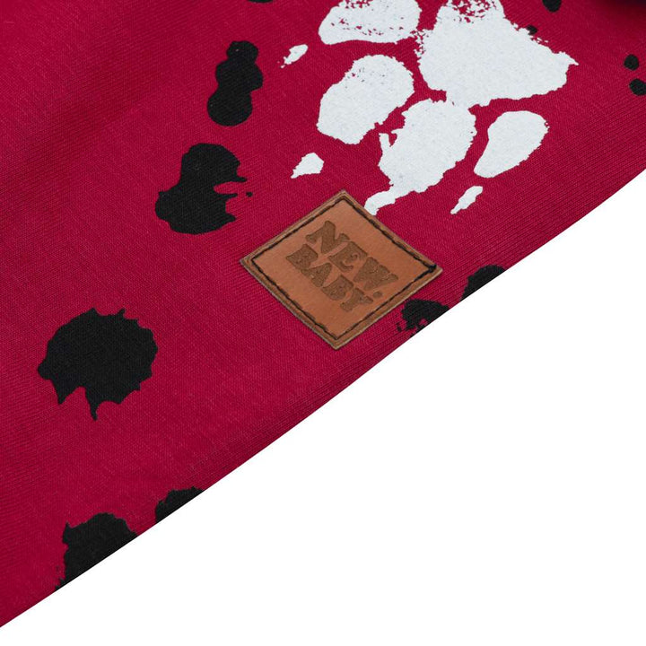 Katoenen babynekwarmer New Baby paw donkerroze M, maat M
