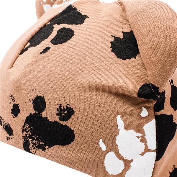 Katoenen babymutsje met oortjes New Baby paw mosterd, maat 56 (0-3 mnd)