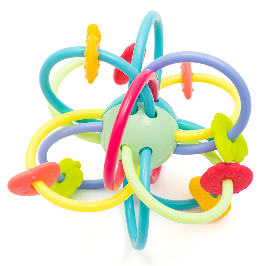 Siliconen-kunststof bijtring met rammelaar Baby Mix