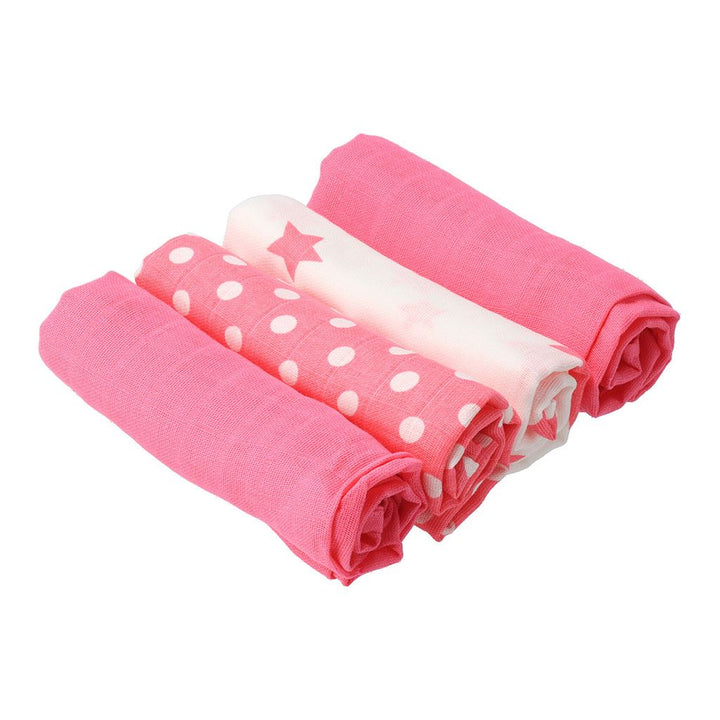 New Baby Softy bedrukte katoenen hydrofiele luiers 70 x 70 cm 4 st. roze en wit