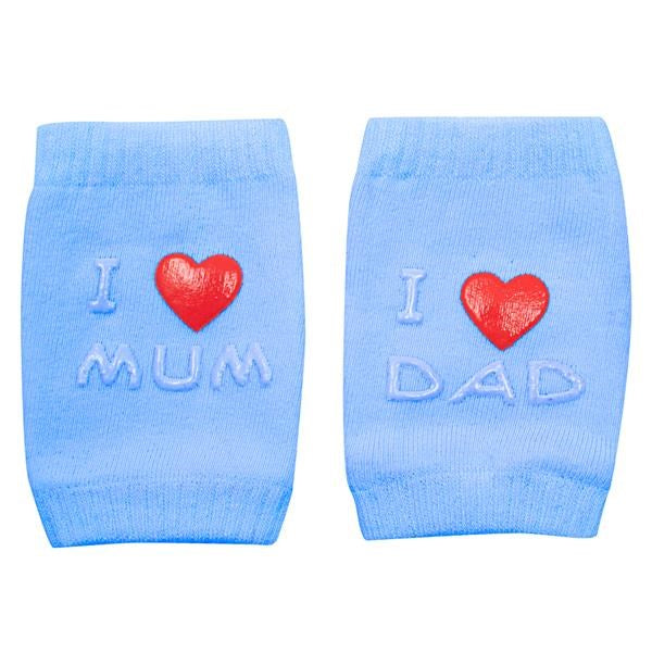 New Baby baby kniebeschermers met ABS I Love Mum and Dad blauw