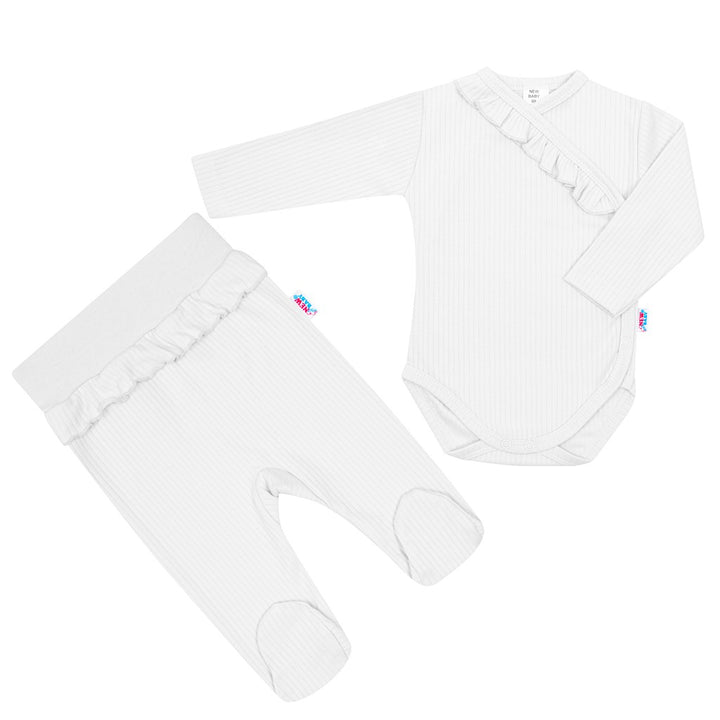 2-delige babyset New Baby Stripes wit, maat 80 (9-12 mnd)