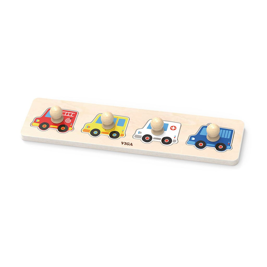 Houten puzzel met handgrepen voor de allerkleinsten Viga Auto&