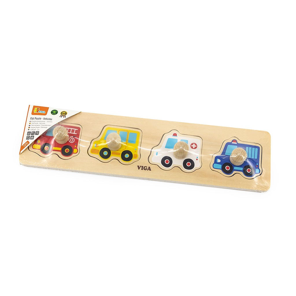Houten puzzel met handgrepen voor de allerkleinsten Viga Auto&