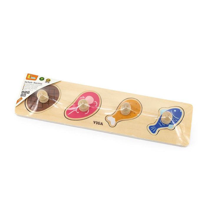 Houten puzzel met handgrepen voor de allerkleinsten Viga Eten