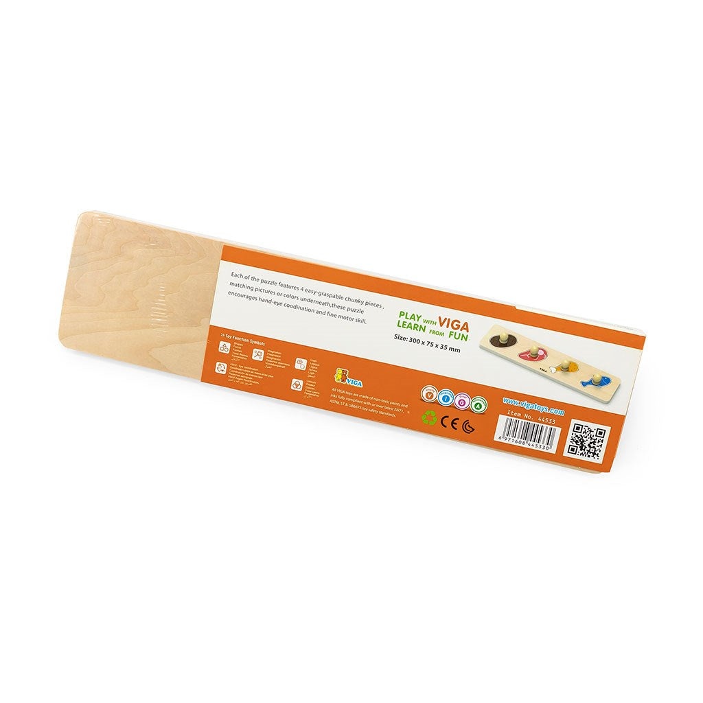 Houten puzzel met handgrepen voor de allerkleinsten Viga Eten