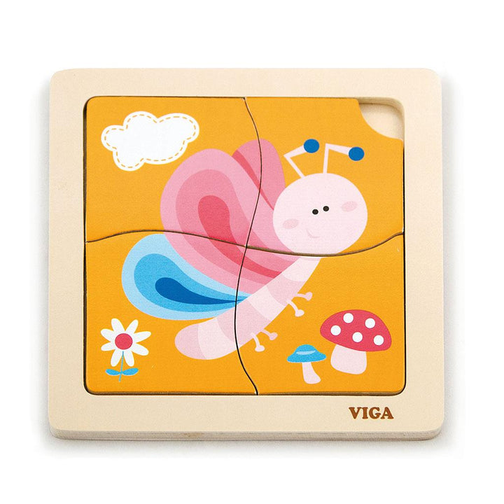 Houten puzzel voor kinderen Viga 4 stukjes Vlinder