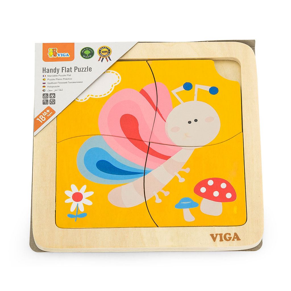 Houten puzzel voor kinderen Viga 4 stukjes Vlinder