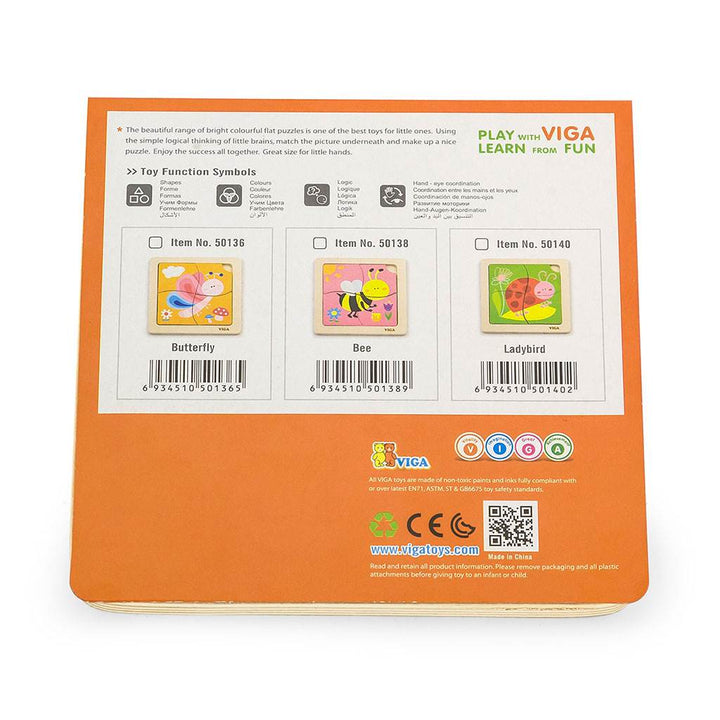 Houten puzzel voor kinderen Viga 4 stukjes Vlinder