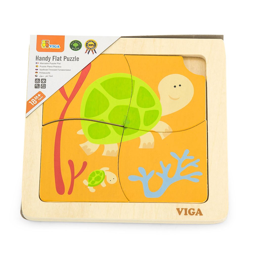 Houten puzzel voor kinderen Viga 4 stukjes Schildpad