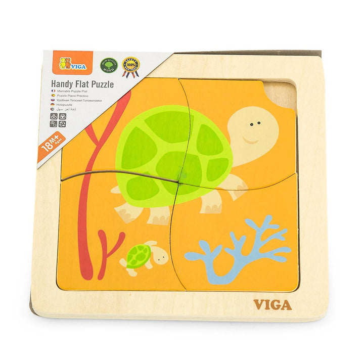 Houten puzzel voor kinderen Viga 4 stukjes Schildpad