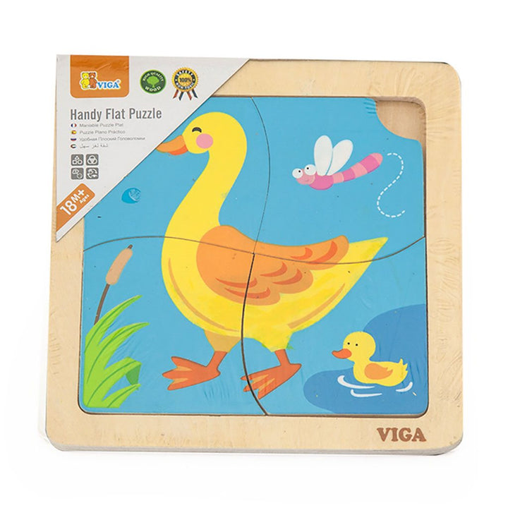Houten puzzel voor kinderen Viga 4 stukjes Eendje