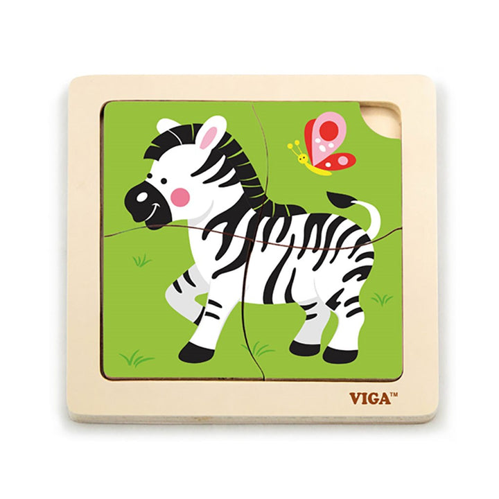 Houten puzzel voor kinderen Viga 4 stukjes Zebra