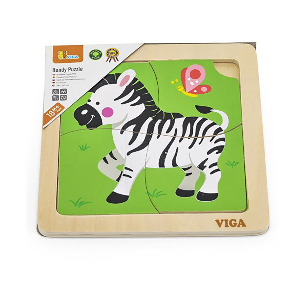 Houten puzzel voor kinderen Viga 4 stukjes Zebra