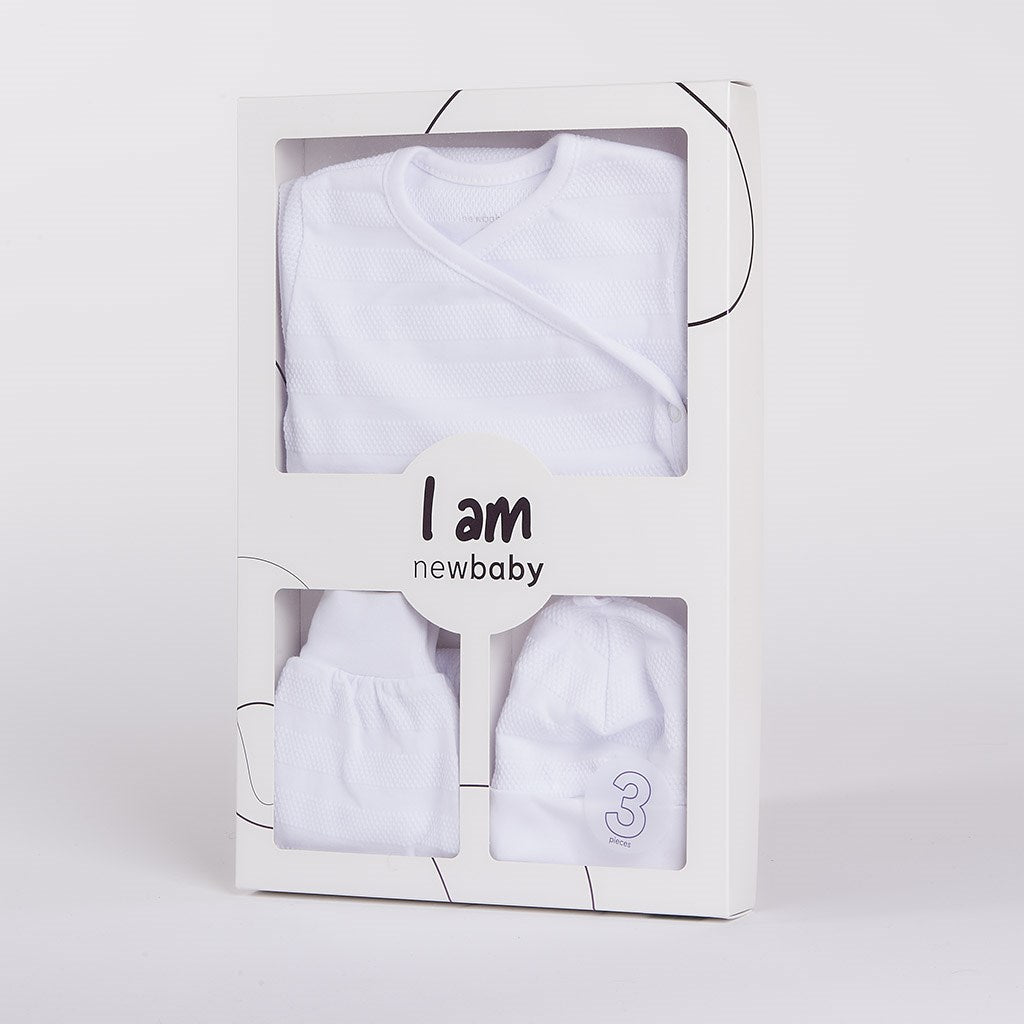 New Baby I AM wit 3-delige kraamset, maat 62 (3-6 mnd)