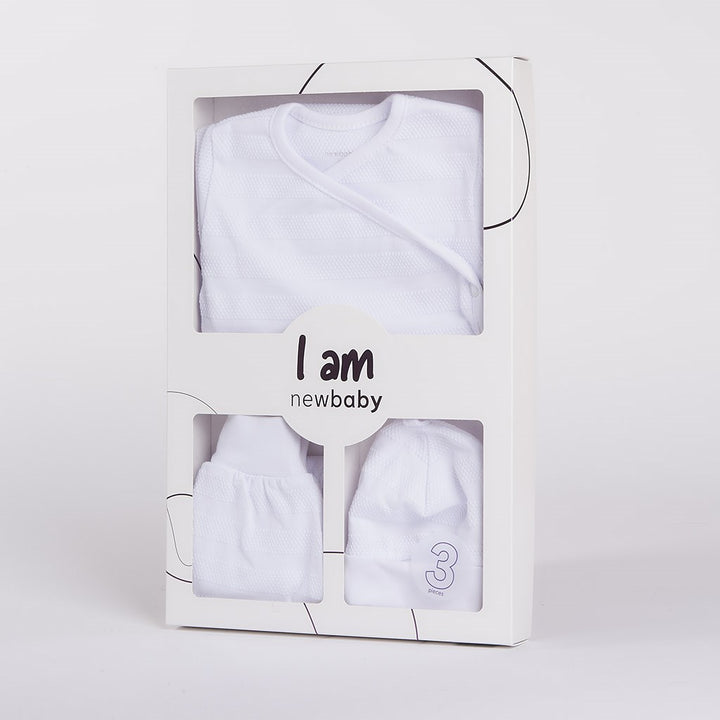 New Baby I AM wit 3-delige kraamset, maat 62 (3-6 mnd)