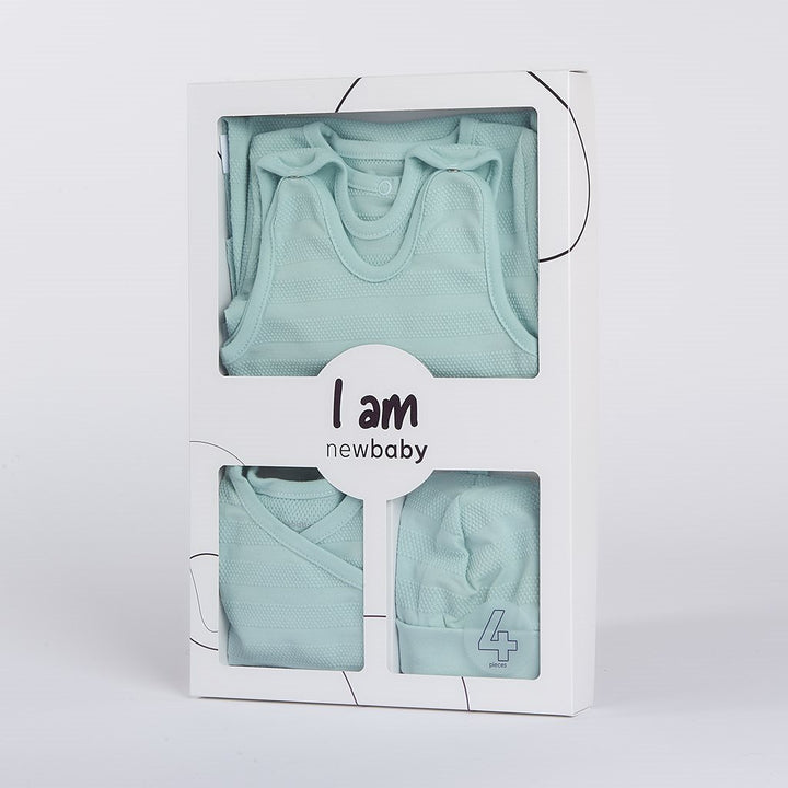 4-delige kraamset New Baby I AM blauw, maat 62 (3-6 mnd)